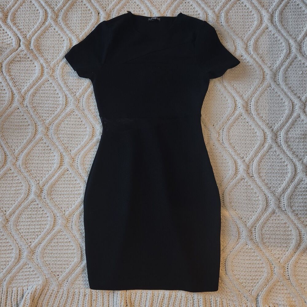 Express Black Mesh Mini Dress Size 0 - Picture 2 of 5